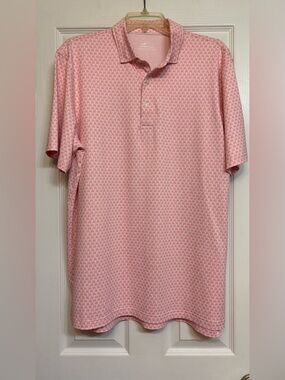 Vineyard Vines Men's Pink Palermo Golf-cart Pattern Polo